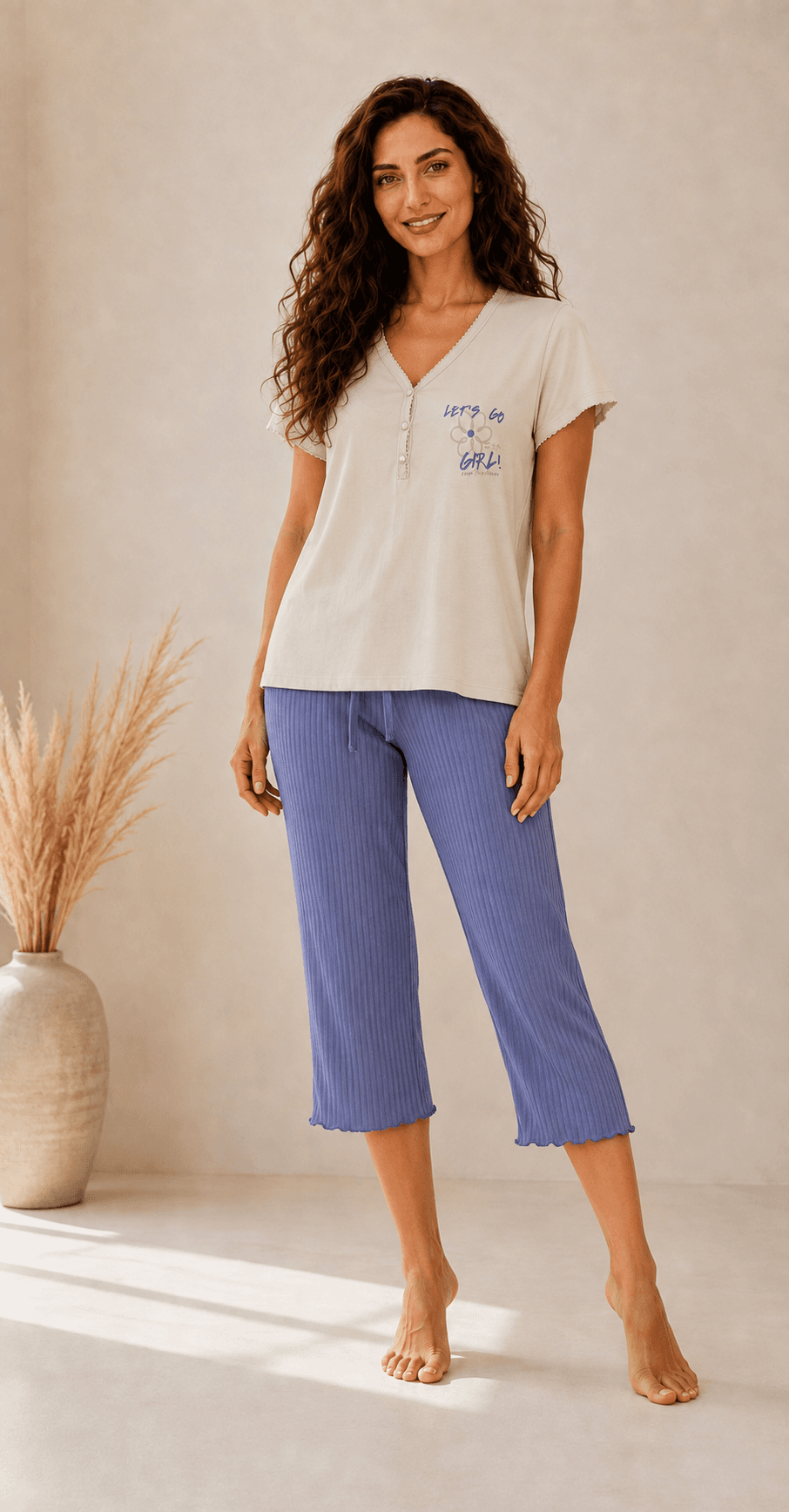Plus-Size Capri Pajama Set