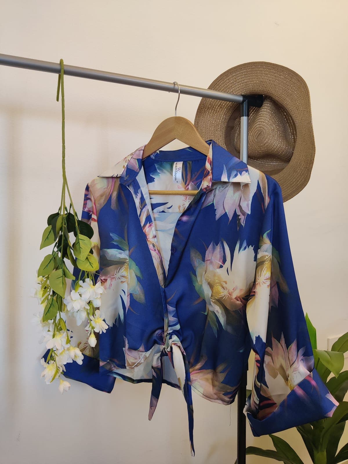 Satin Tie-Front Shirt